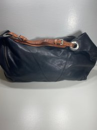Christopher Kon Black Leather Satchel Hobo Handbag Purse