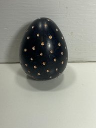 3' Handmade In India Black And White Polka Dot Egg