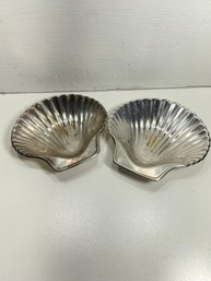 Set Of 2 Reed & Barton Silver Plate Clam Shell 277 Small Serving Trays