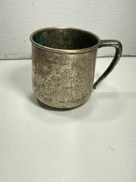 WM Rogers & Sons Silver Plate Etched Little Boy Blue Handled Cup Mug