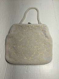 Made In Japan White Beaded Clutch Purse With Strap