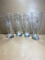 Set Of 4 Sailboat Etched Drinking Glasses
