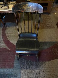 Black And Gold Tone Wooden Rocking Chair