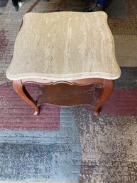Marble Top Wooden Accent Side Table