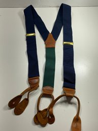 Men's Polo Ralph Lauren Adjustable Green And Blue Suspenders