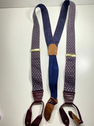 Men's Cole-haan Blue And Maroon Adjustable Suspenders