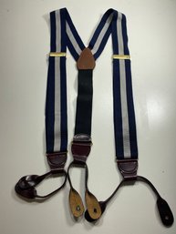 Men's CAS Germany Blue And Grey Striped Adjustable Suspenders