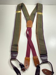 Men's Cole-haan Green Striped Adjustable Suspenders