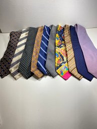 Lot Of 10 Men's Neck Ties- Fendi, Pierre Cardin, Hugo Boss, And More