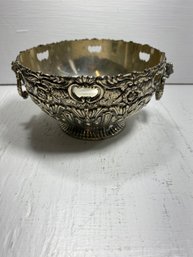Vintage Raymond Silver Plate Tarnish Resistant Ornate Bowl With Ring Handles