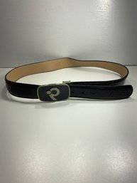 Men's Dru Black Leather Belt With Adjustable Buckle Size 30'-34'