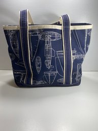 LL Bean Blue Limited Edition Boat Cotton Tote Bag