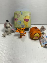 Lot Of 4 Winnie The Pooh Figurines With Trinket Tin Box