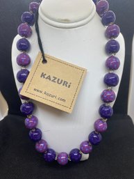 NWT Kazuri 18' Violet Polka Dot Bead Necklace