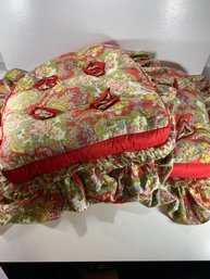 Set Of 2 Pier 1 Imports 17 X 17 Red Paisley Floral Seat Cushions