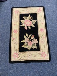 Vintage Black And Pink Rose Throw Rug