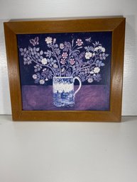 14 X 12 Flower Bouquet Print Wall Hanging In Wooden Frame Anna Pugh Artist Signed