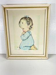 9 X 11 ' A Child's Prayer' Lithograph Wall Hanging In Wooden Frame