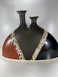 Stoneware Double Neck Triangle Vase