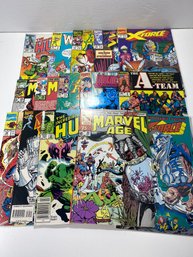 Lot Of 15 Marvel Comic Books- Hulk, Silver Surfer, Marvel Age, X-force, And More