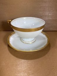 Thomas Bavarian White And Gold Tone Tea Cup And Saucer