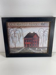 11 X 9 Pat Fischer Alphabet Schoolhouse Framed Lithograph Wall Hanging