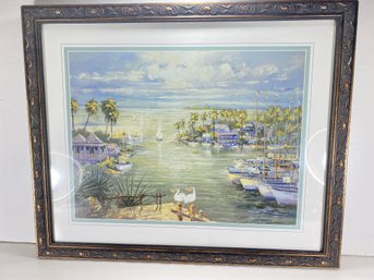 22 X 18 Laforet Ocean Dock Print In Ornate Frame Wall Hanging