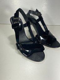 Women's Banana Republic Black Strappy Leather Heal Shoes Size 10