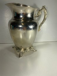 Oneida Silver Plate Footed Water Pitcher With Ice Guard