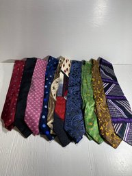 Lot Of 10 Men's Neck Ties Various Brands Saks With Avenue, Milano, And More