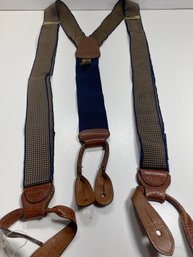 Men's Trafalgar Blue And Tan Checkered Adjustable Suspenders