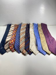 Men's Lot Of 10 Neck Ties Various Brands And Styles- Barneys, Canali, Sean John, And More