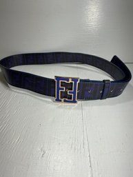 Men's Fendi Black And Blue Signature Style 'f'  Belt 44/110
