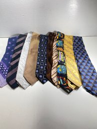 Lot Of 10 Men's Various Neck Ties-many Brands Such As Fendi, Covington, Jos A Banks, And More