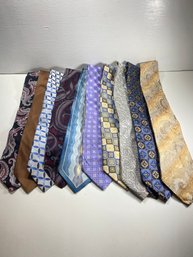 Men's Lot Of 10 Neck Ties Many Styles And Brands-stafford, Perry Ellis, Grant Thomas, And More