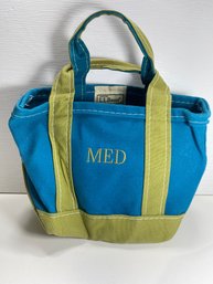 Ll Bean Boat And Tote Green And Blue Small Bag