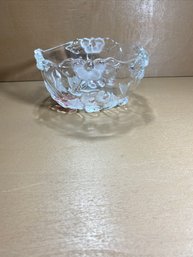 Mikasa Embossed Clear Glass Frosted Flower Bowl