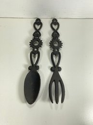 Set Of 2 Cast Iron 13' Fork And Spoon