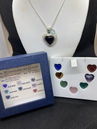 Interchangeable Heart Pendant Stone Necklace With Box