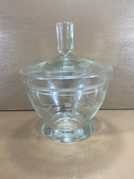 Gorgeous Glass Etched Candy Bowl With Lid