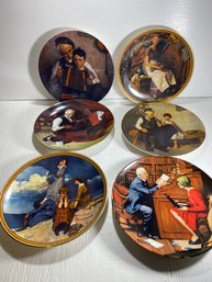 Set Of 6 Norman Rockwell 8.5' Decorative Plates Edwin Knowles Fine China