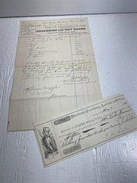 Antique 1888 Montana Grocery Bill And Warrant