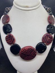 Womens .925 Silver Clay And Bead Necklace