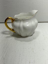 Shelley England Bone China White And Golden Creamer Cup