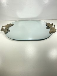 Mirrored Grape Leaf Handled Platter