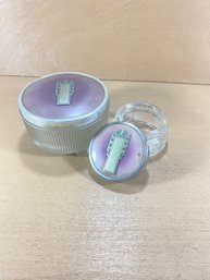 Set Of 2 Vintage Cut Glass Powder Cosmetic Jars