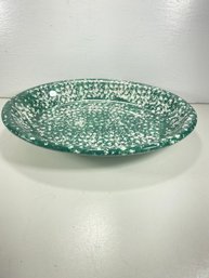 13 X 9.5' Roma Italy Hand Painted Green Splatter Ware Serving Platter Dish