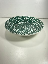 8' Roma Italy Hand Painted Green Splatter Ware Bowl