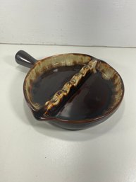 Vintage Pfaltzgraff AT32 Brown Drip Glaze Skillet Ashtray