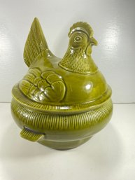 Vintage California USA CF 37 Green Chicken Hen Tureen Bowl With Lid